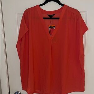 Banana Republic Poppy Coral V-Neck Blouse NWT